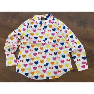 ModCloth x Hello Kitty Supercute Love Button-Up Top White Hearts Womens L NWT